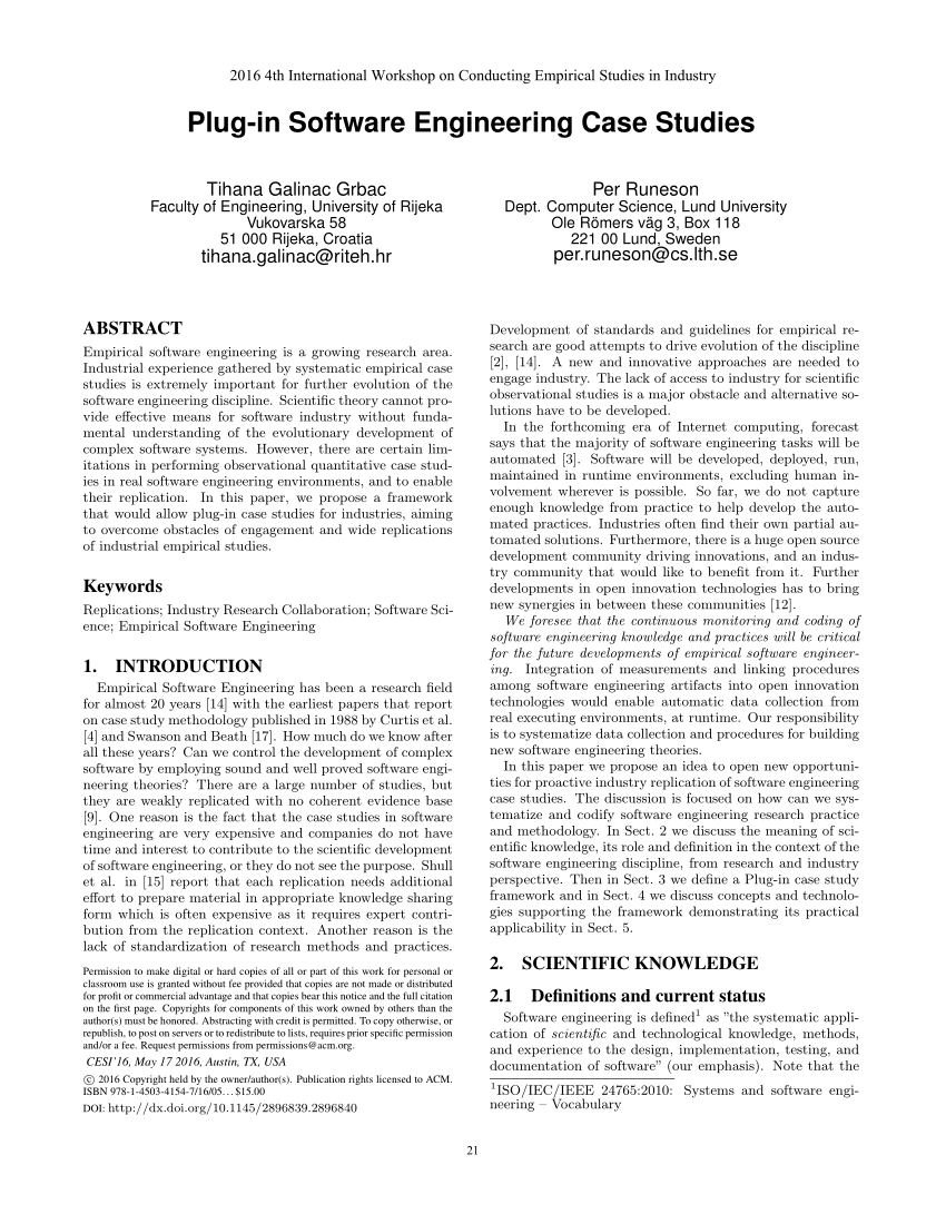 case study for software engineering projects