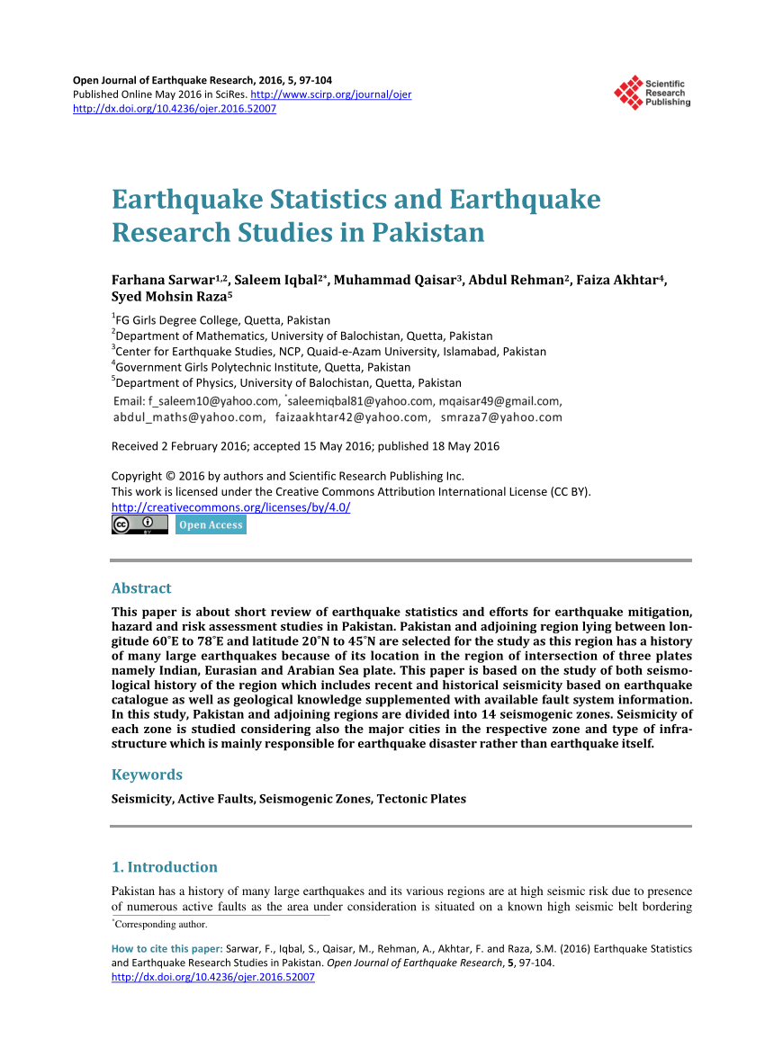 earthquake research paper topics