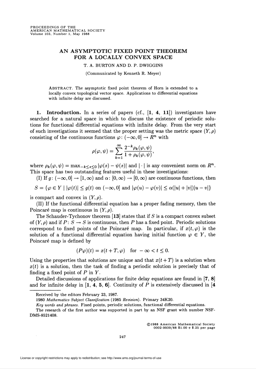 Pdf An Asymptotic Fixed Point Theorem For A Locally Convex Space