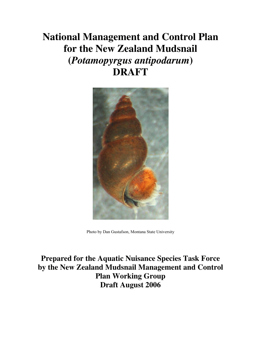 PDF) National Management and Control Plan for the New Zealand Mudsnail (Potamopyrgus antipodarum)