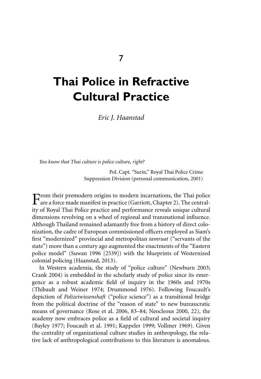 Pdf Thai Police In Refractive Cultural Practice