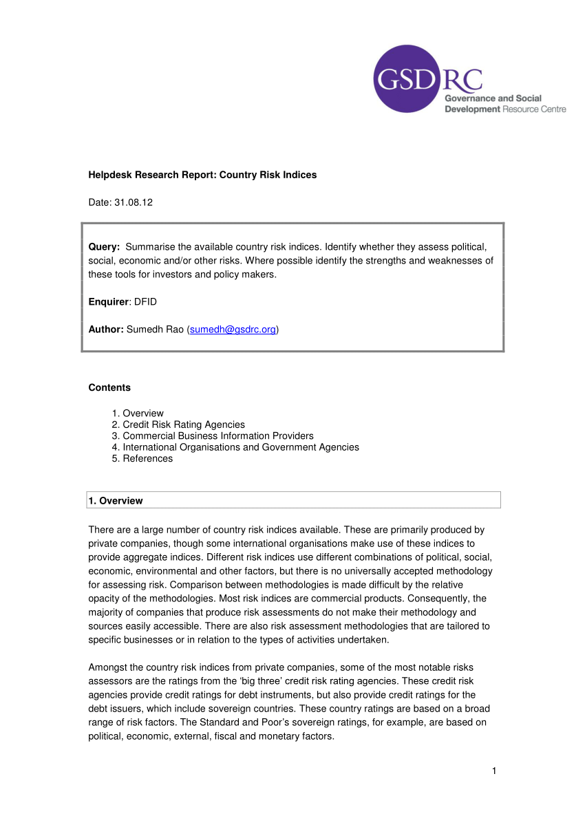 Business Environment Risk Index