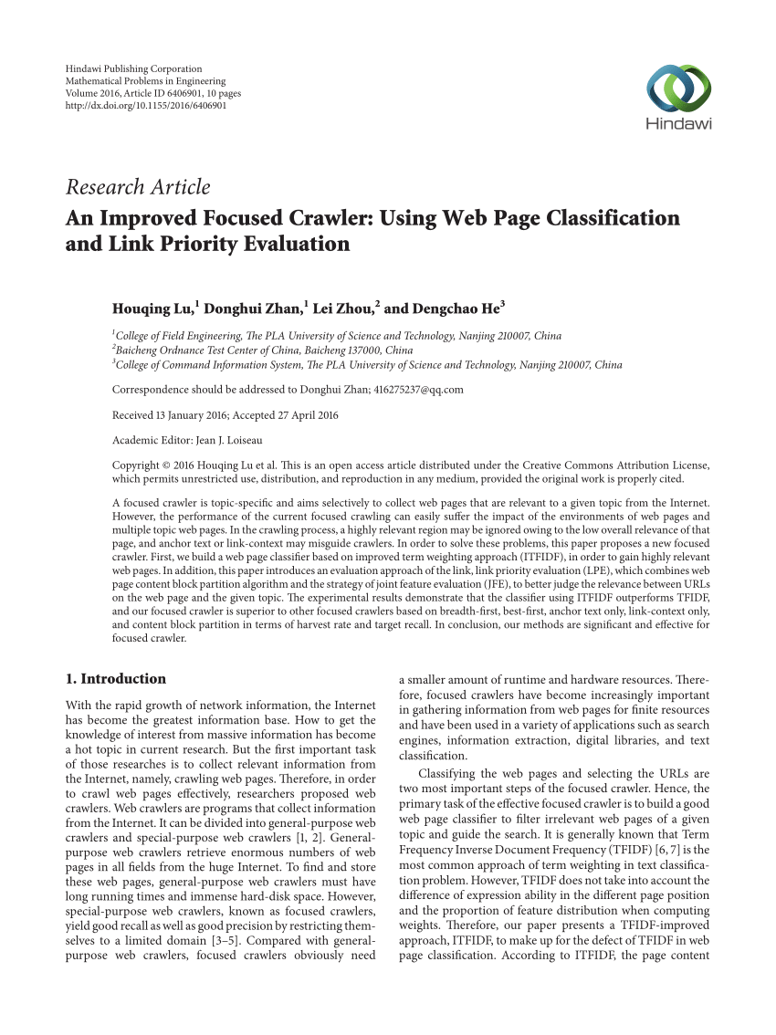 Pdf An Improved Focused Crawler Using Web Page Classification And Link Priority Evaluation
