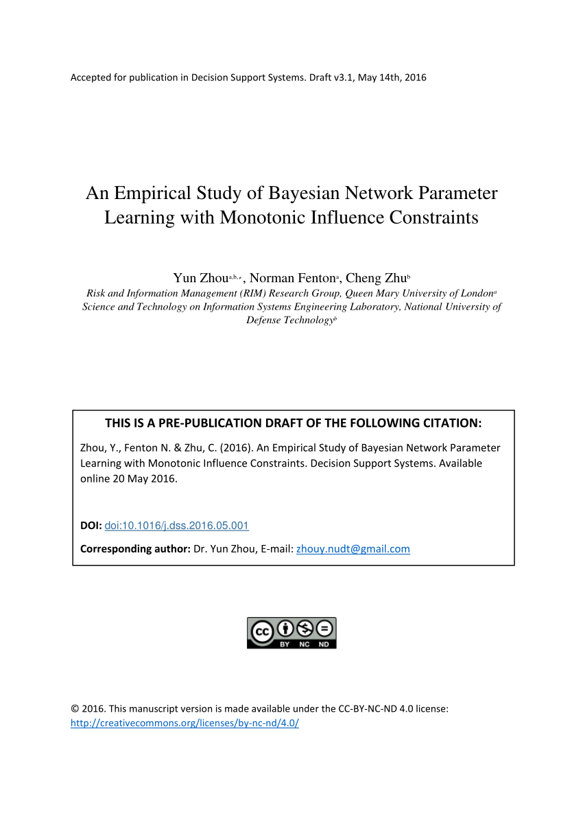 Pdf An Empirical Study Of Bayesian Network Parameter Learning With Monotonic Influence Constraints