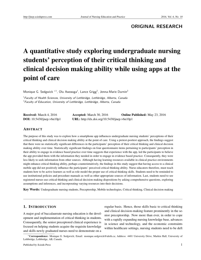 nursing articles on quantitative research