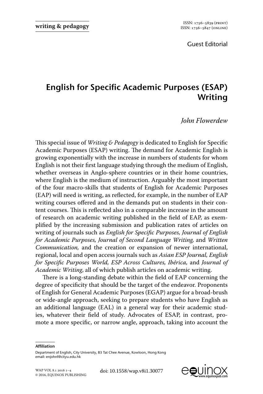 english for specific purposes research articles pdf
