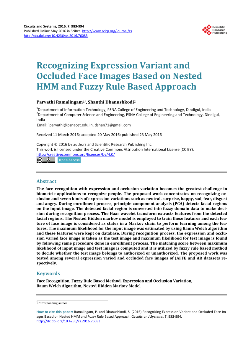 PDF) Expression Variant and Occluded Face Images Based on Nested HMM and Fuzzy Rule Based Approach