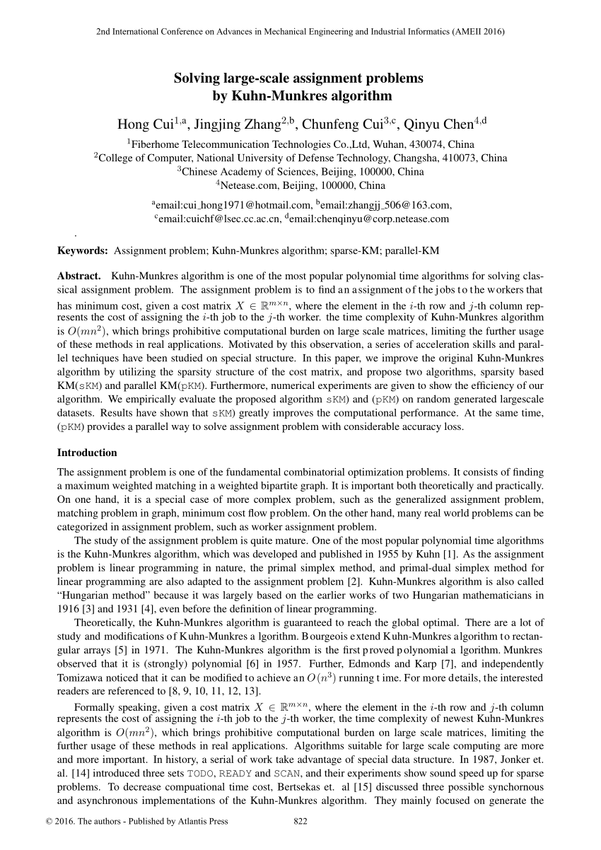 solving large scale assignment problems by kuhn munkres algorithm