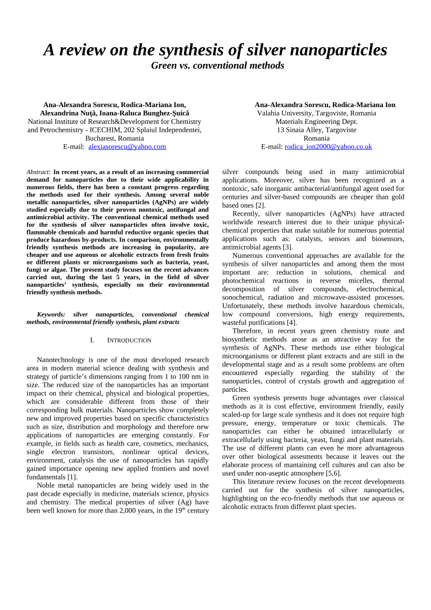 literature review of silver nanoparticles