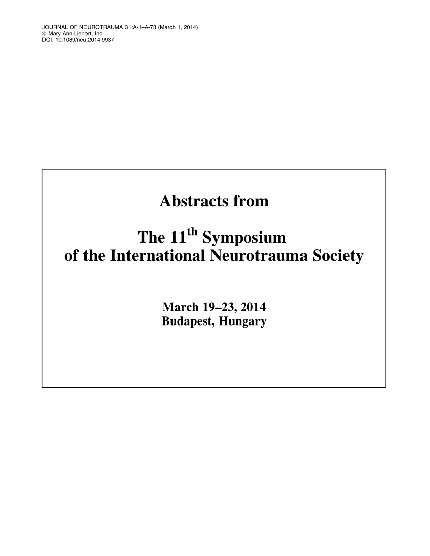 PDF) Abstracts from The 11th Symposium of the International ...