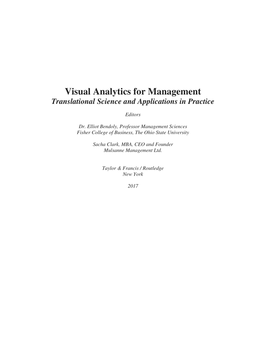 Visual Analytics for Management Translational Science and Applications in Practice