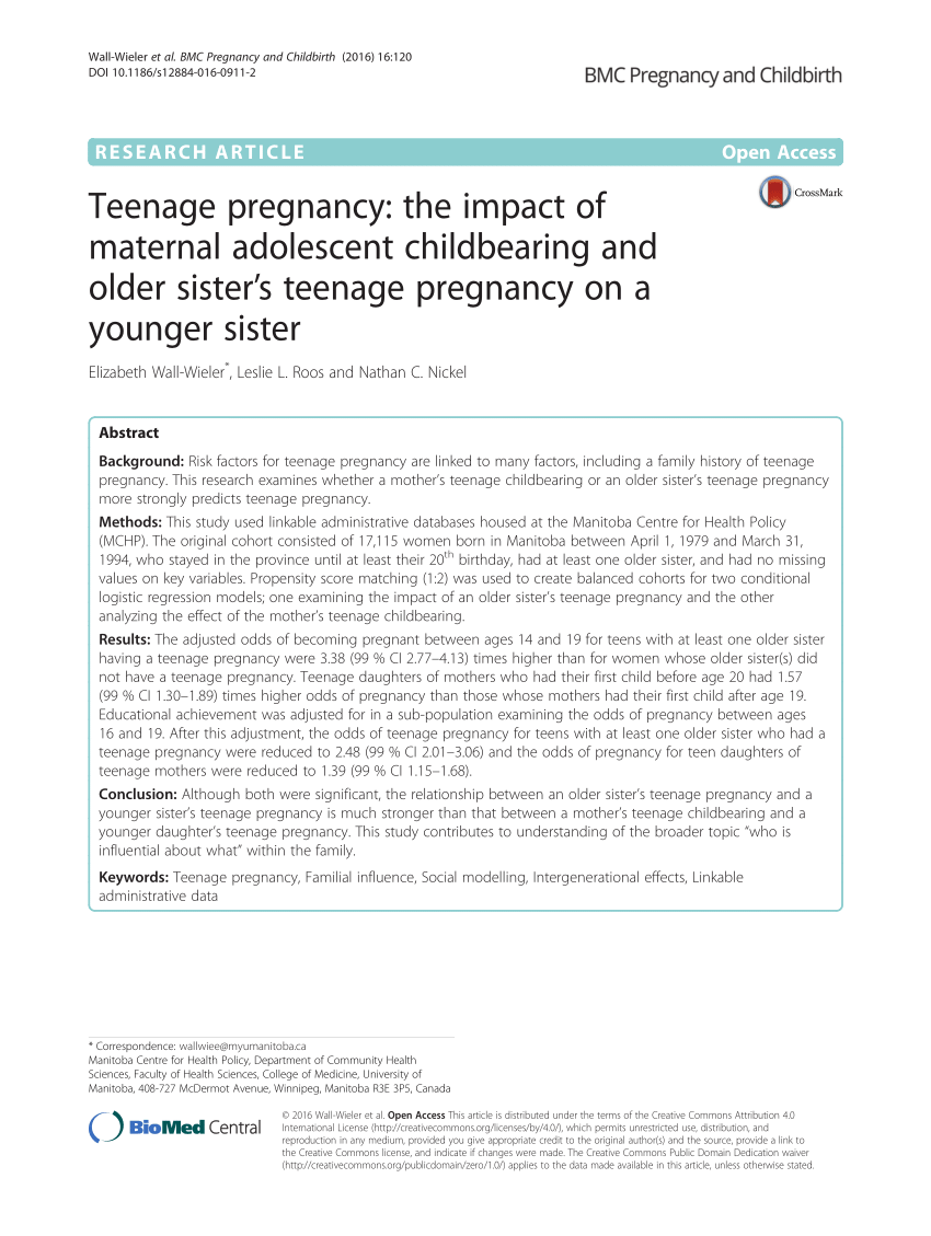 Pdf Teenage Pregnancy The Impact Of Maternal Adolescent -3058