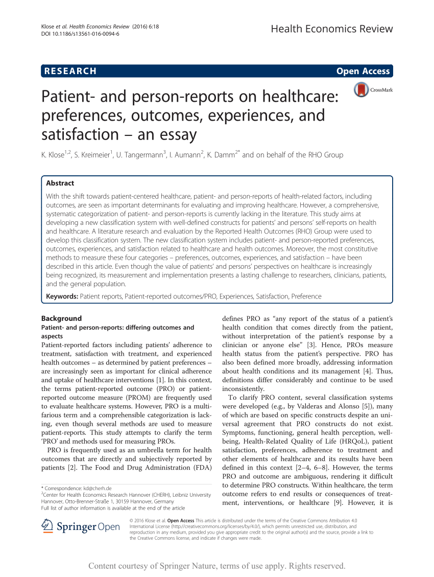 PDF) Global Overview of Response Rates in Patient and Health Care