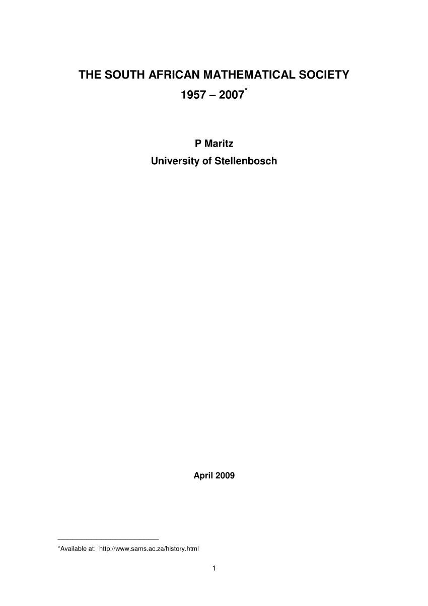 (PDF) The South African Mathematical Society 1957  2007