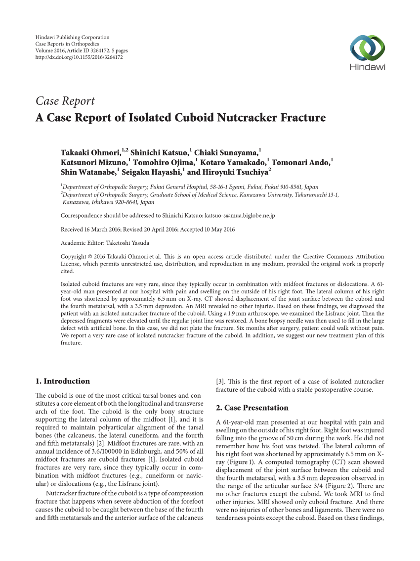 (PDF) A Case Report of Isolated Cuboid Nutcracker Fracture