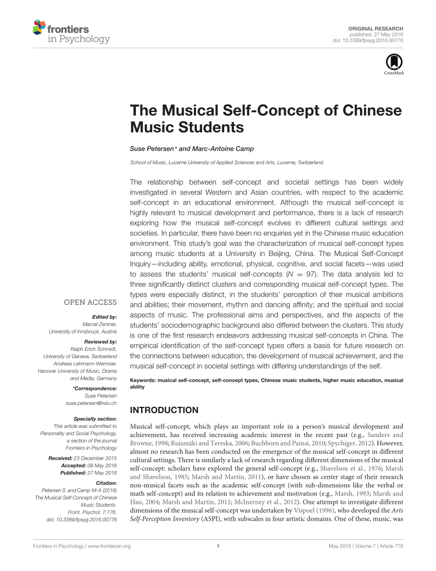 PDF) The Musical Self-Concept of Chinese Music Students