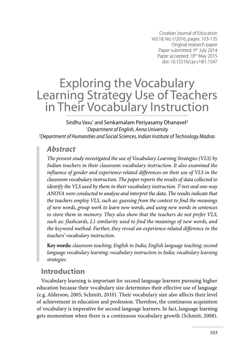 research papers on vocabulary learning strategies