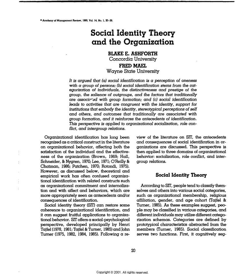 research papers on social identity