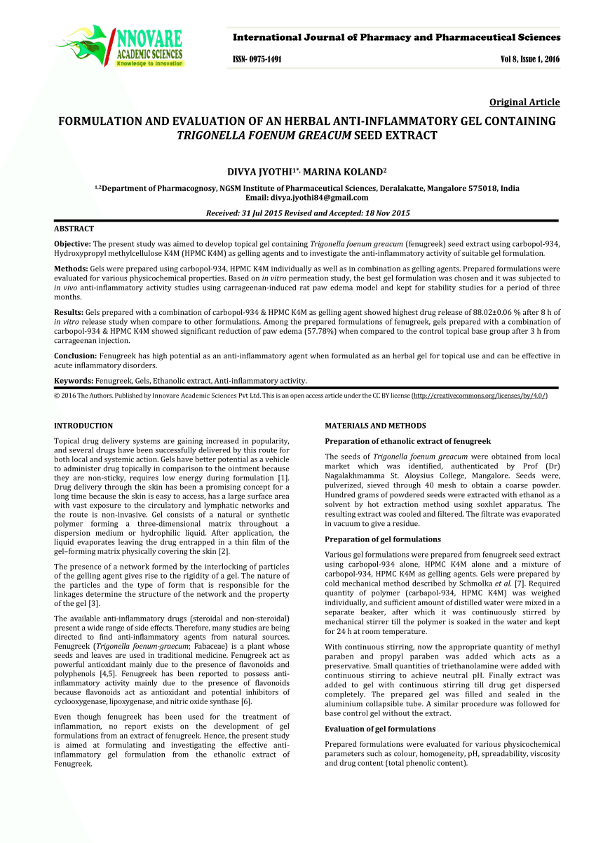 formulation and evaluation of herbal gel pdf
