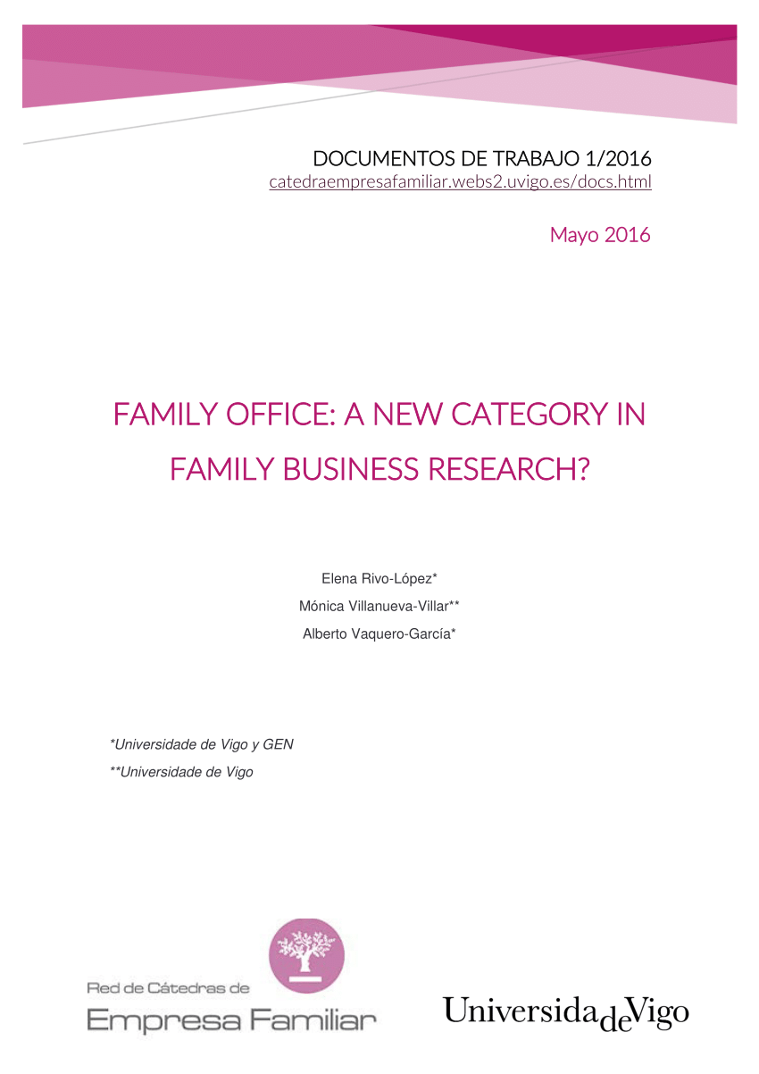 PDF) FAMILY OFFICE: A NEW CATEGORY IN FAMILY BUSINESS RESEARCH?