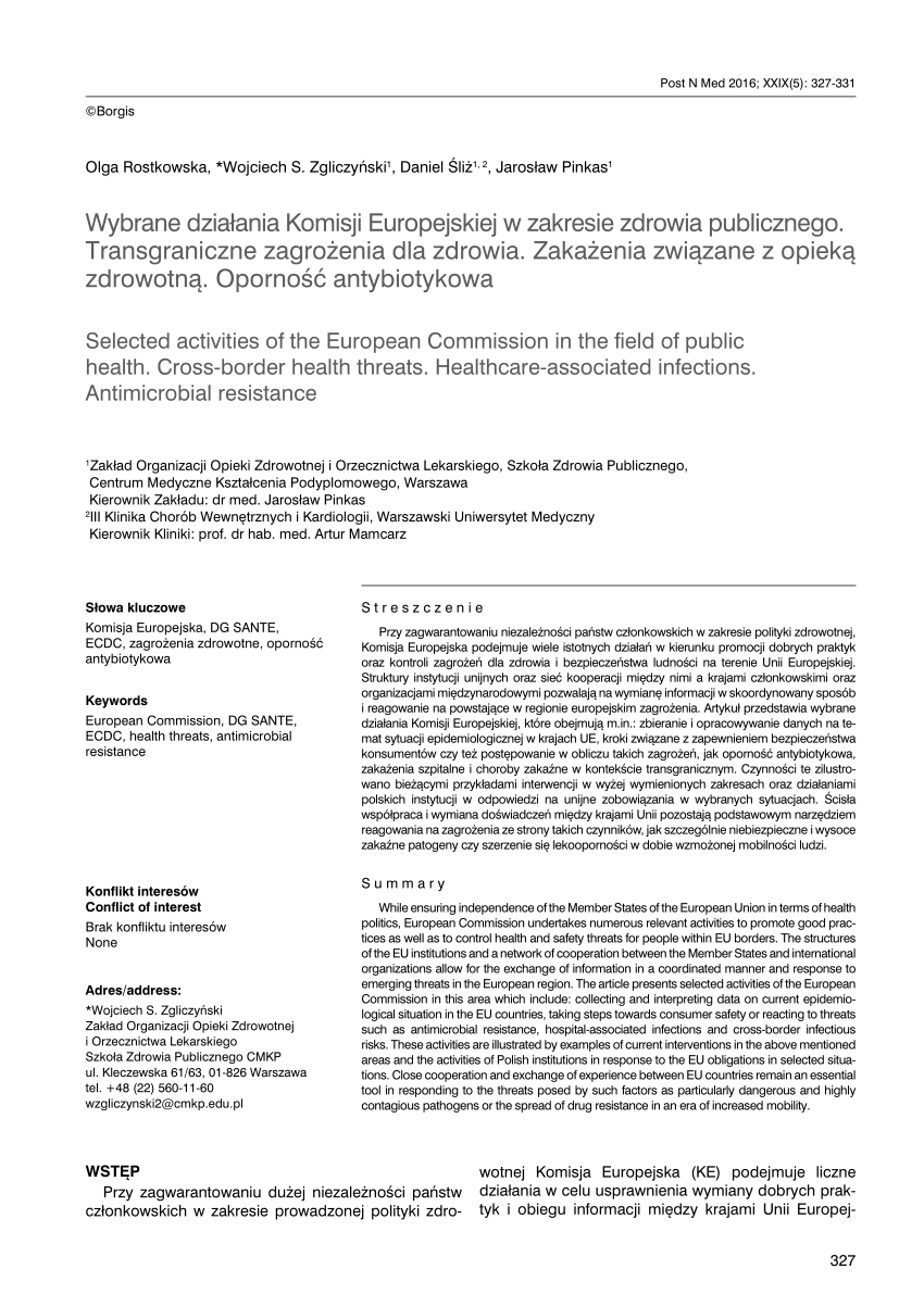 Pdf Wybrane Działania Komisji Europejskiej W Zakresie Zdrowia Publicznego Transgraniczne 6254