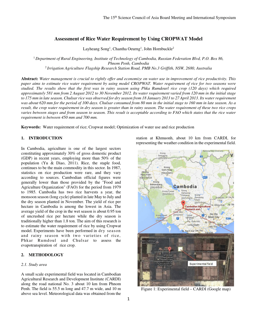 (PDF) Assessment of Rice Water Requirement by Using CROPWAT Model