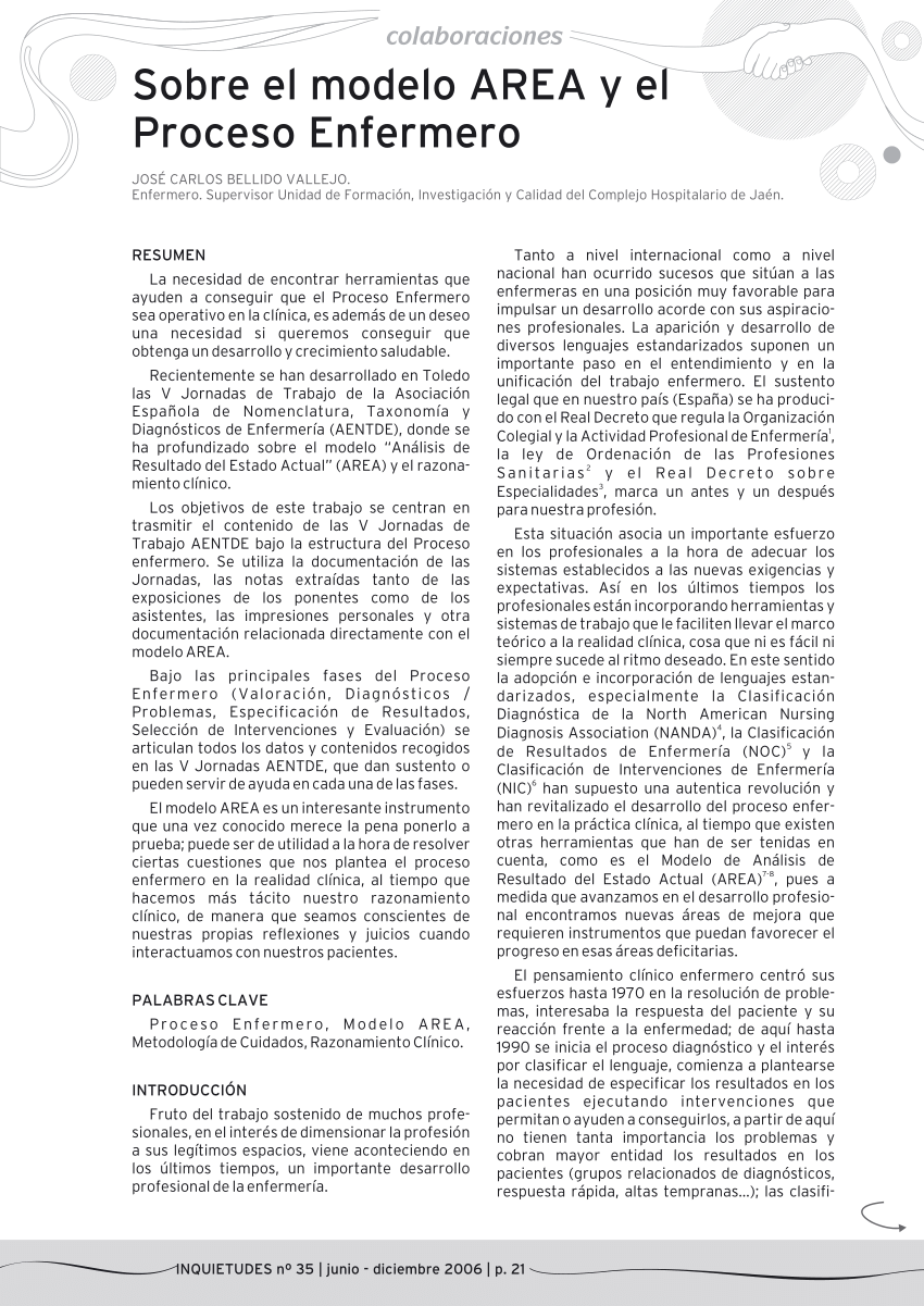 PDF) Sobre el modelo AREA y el Proceso Enfermero
