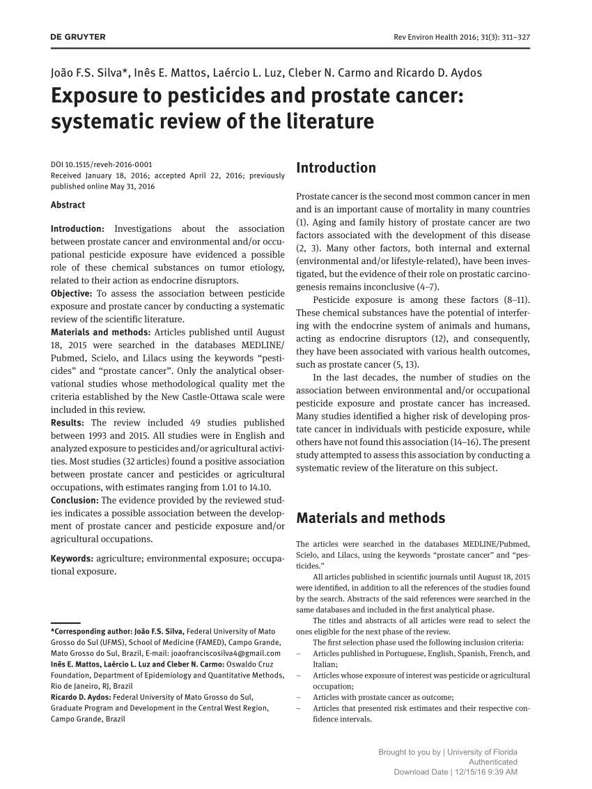 systematic literature review of prostate cancer