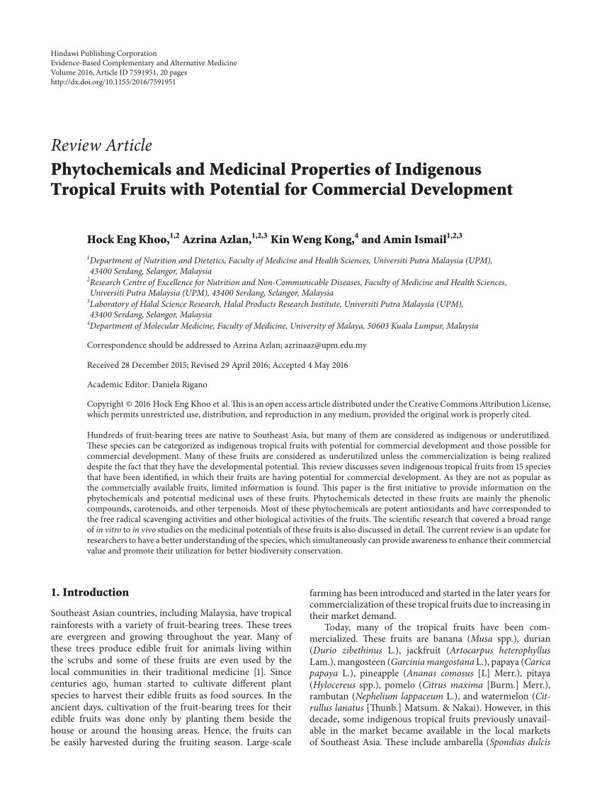 PDF) Phytochemicals and Medicinal Properties of Indigenous Tropical Fruits with Potential for Commercial Development bild