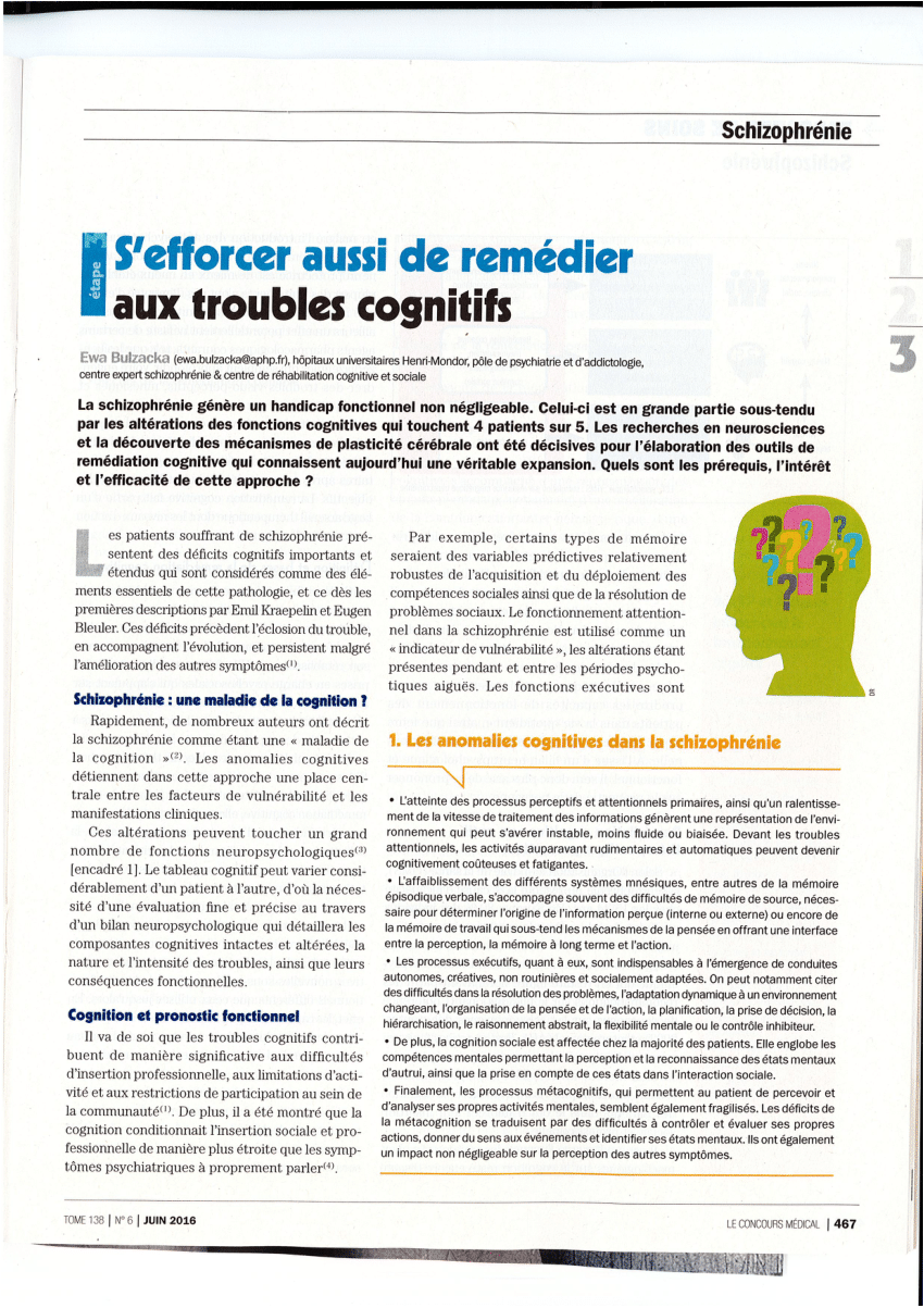 Pdf Sefforcer Aussi De Remédier Aux Troubles Cognitifs - 