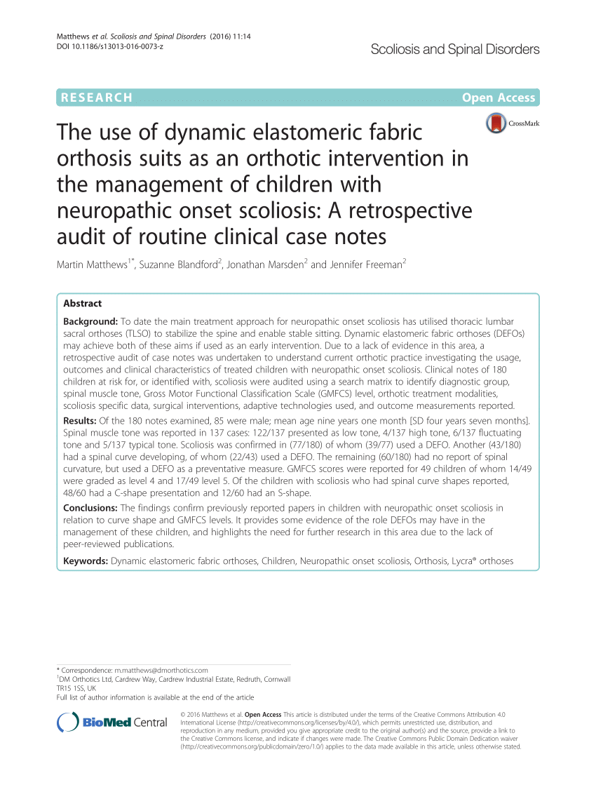 PDF) The use of dynamic elastomeric fabric orthosis suits as an orthotic  intervention in the management of children with neuropathic onset  scoliosis: A retrospective audit of routine clinical case notes