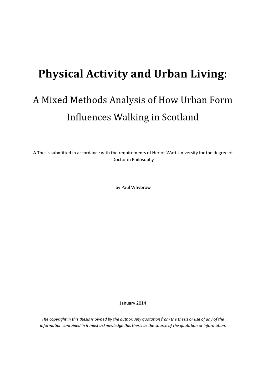 PDF) Physical activity and urban living: a mixed methods analysis ...