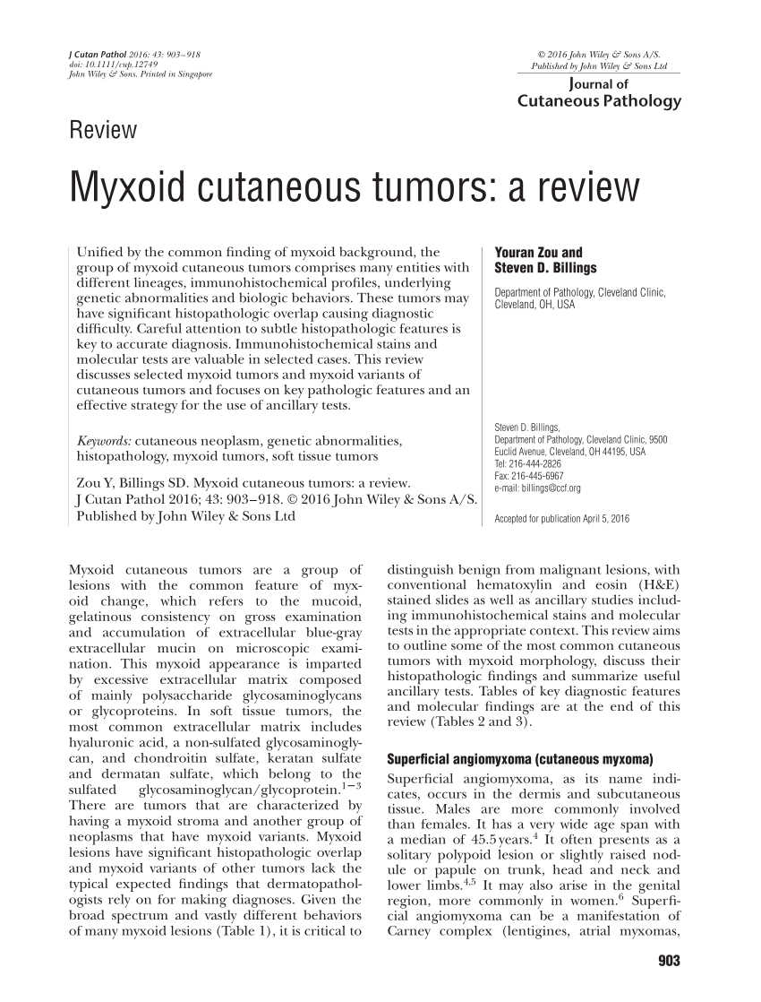 (PDF) Myxoid cutaneous tumors: A review