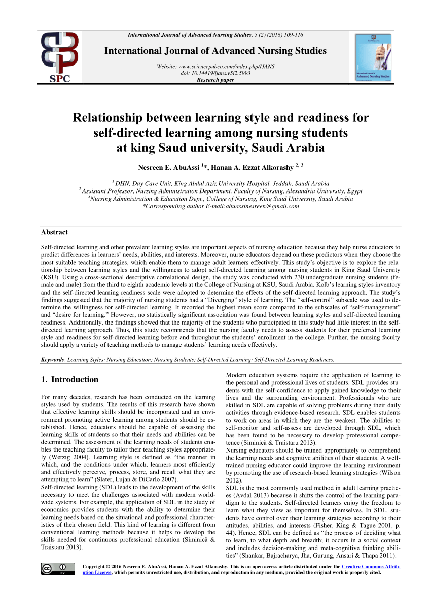 (PDF) Relationship between learning style and readiness