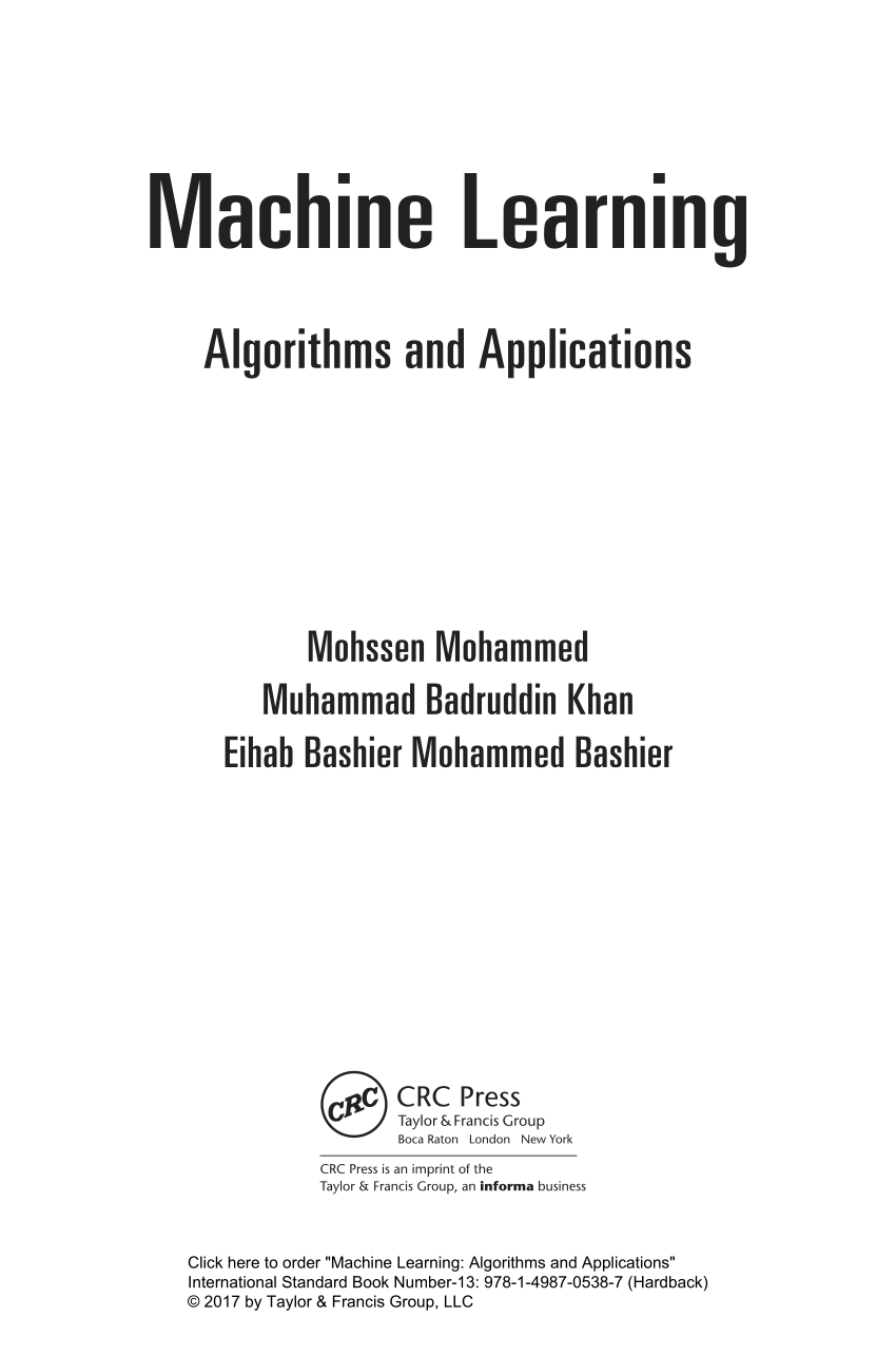 (PDF) Machine Learning: Algorithms and Applications