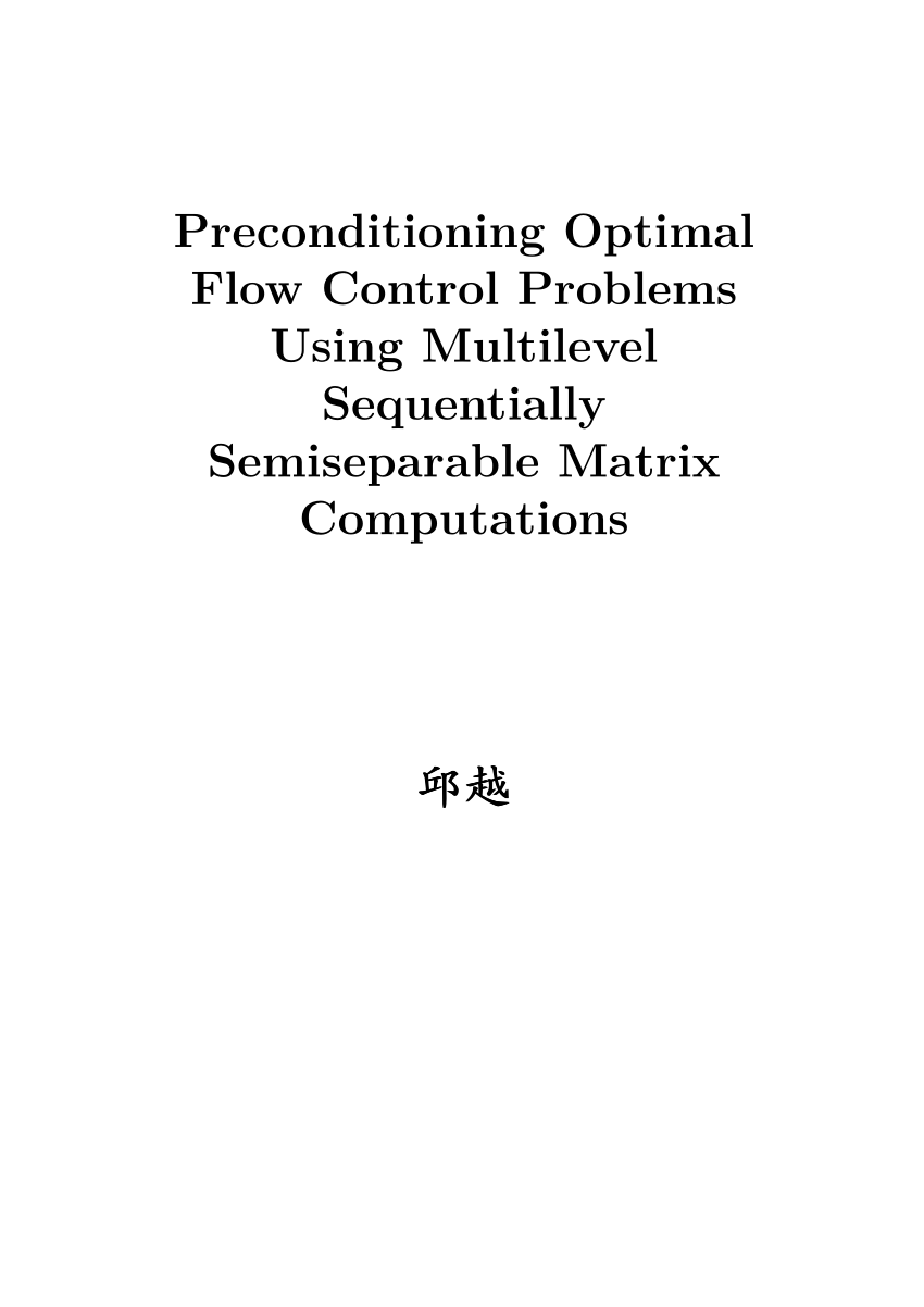 PDF) Preconditioning Optimal Flow Control Problems Using