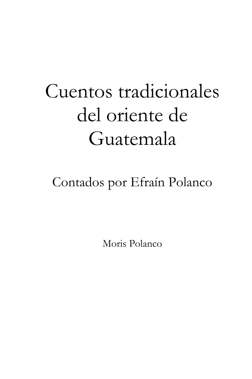 PDF) Cuentos tradicionales del oriente de Guatemala