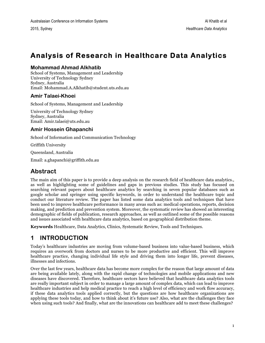 healthcare analytics research papers