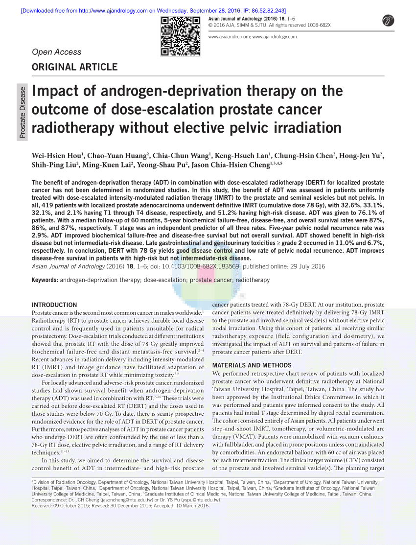 Pdf Impact Of Androgen Deprivation Therapy On The Outcome Of Dose Escalation Prostate Cancer 0996