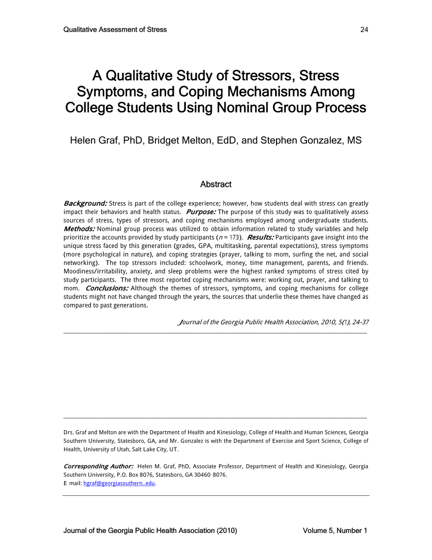 qualitative research about stress pdf