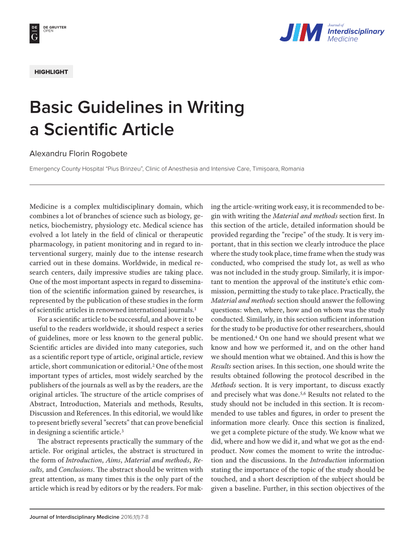 how to write a good science review article