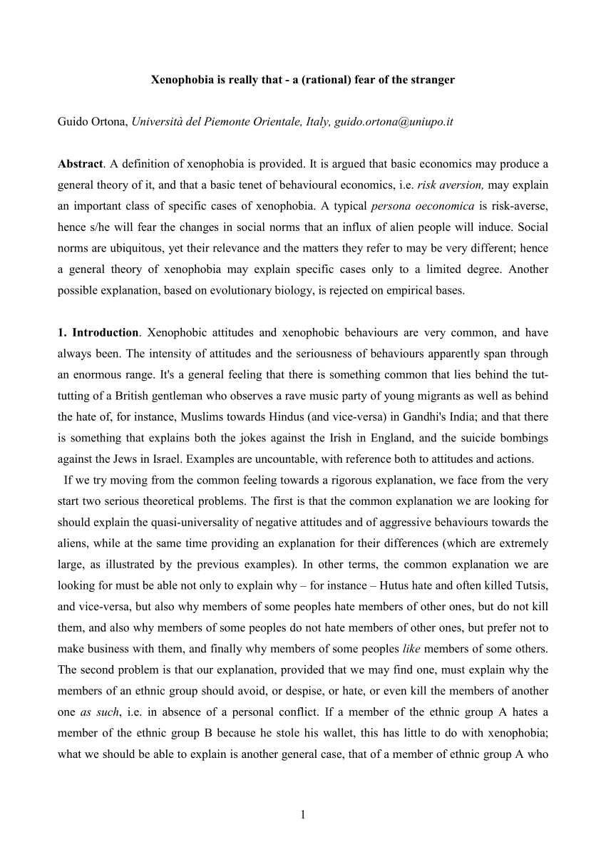 xenophobia research essay