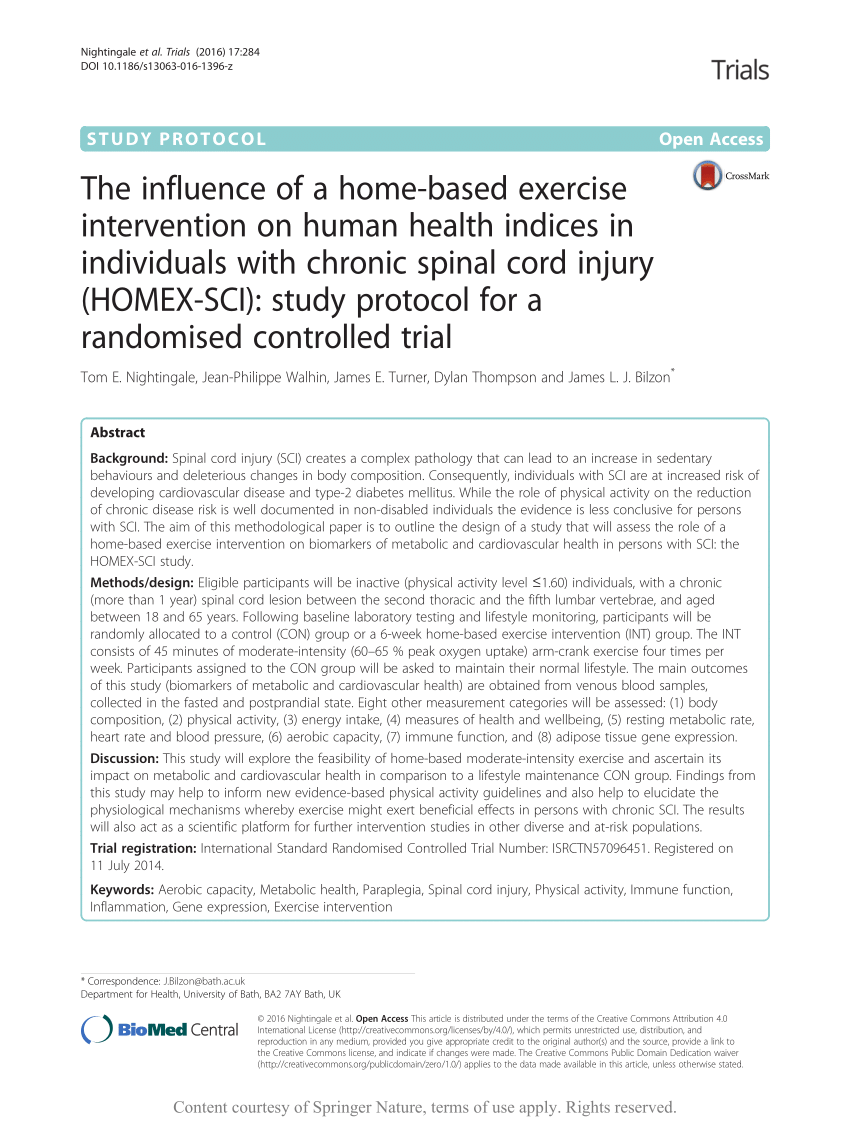 (PDF) The influence of a home-based exercise intervention on ...