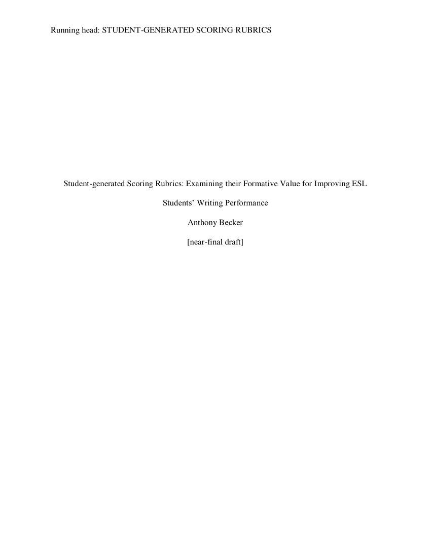 (PDF) Student-generated scoring rubrics: Examining their formative ...