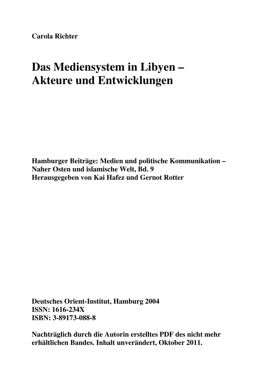 PDF Das Me nsystem in Libyen – Akteure und Entwicklungen