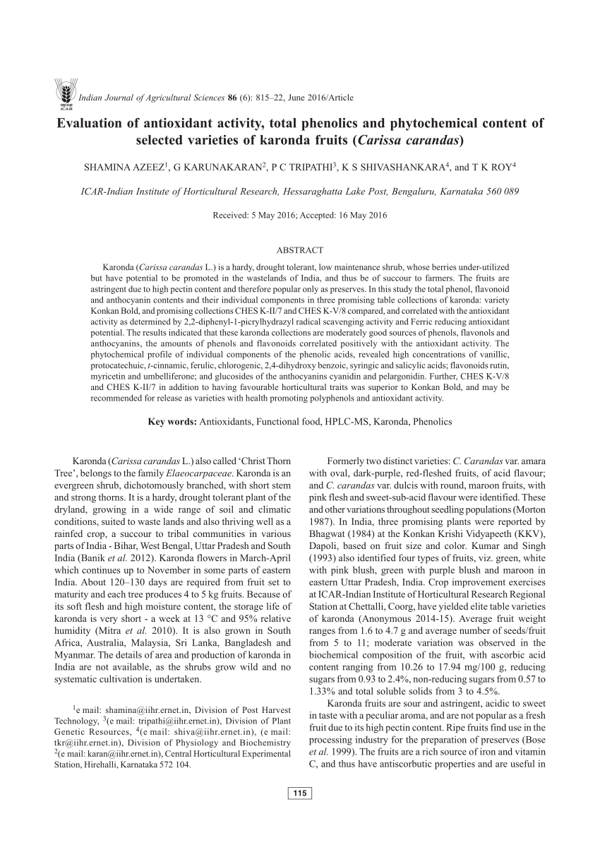 research paper of karonda