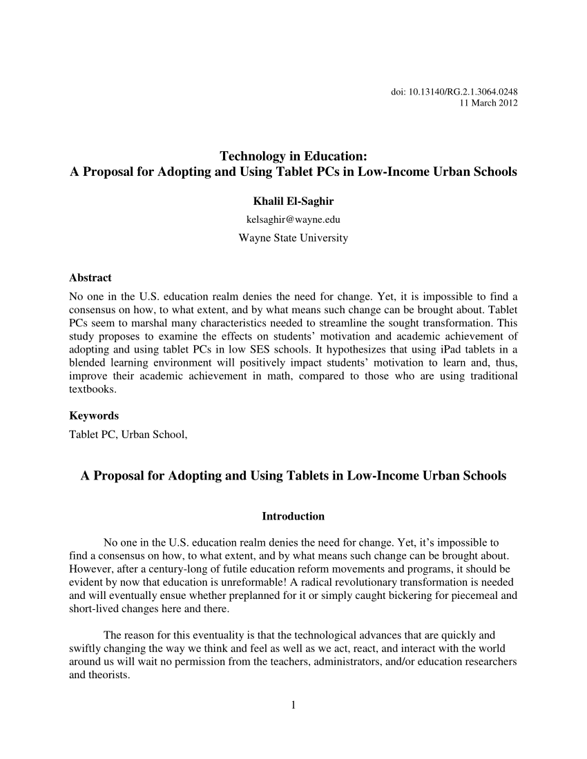 research proposal about technology in education