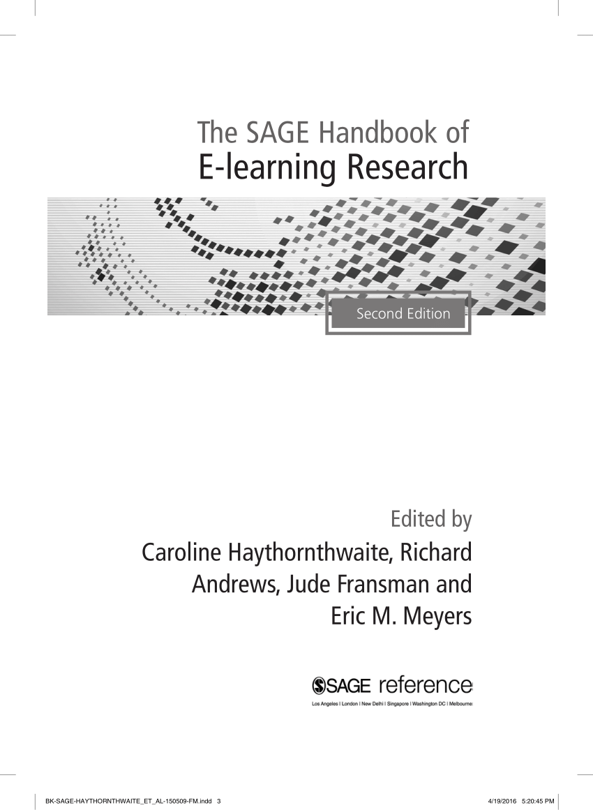 spids nogle få Ud over PDF) The Sage Handbook of E-learning Research, 2nd edition