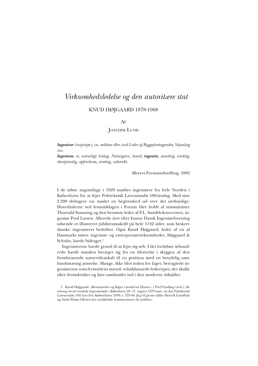PDF) Virksomhedsledelse og den autoritære stat. Højgaard 1878-1968