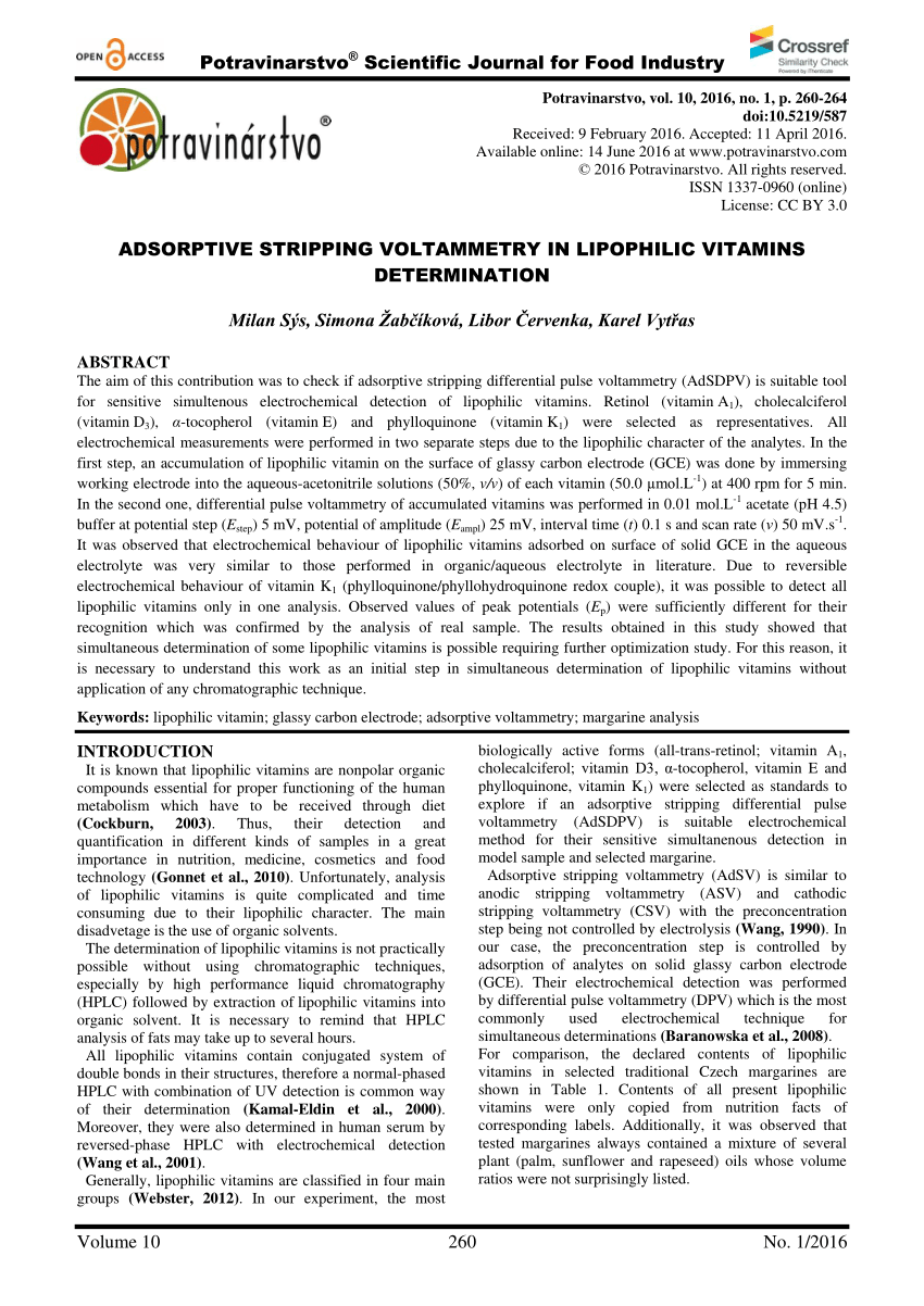 Pdf Adsorptive Stripping Voltammetry In Lipophilic Vitamins